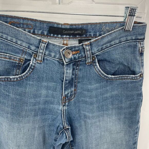Calvin Klein Womens Straight Jeans Denim Stretch 5 Pocket Light Wash Blue Size 2 - Picture 4 of 11